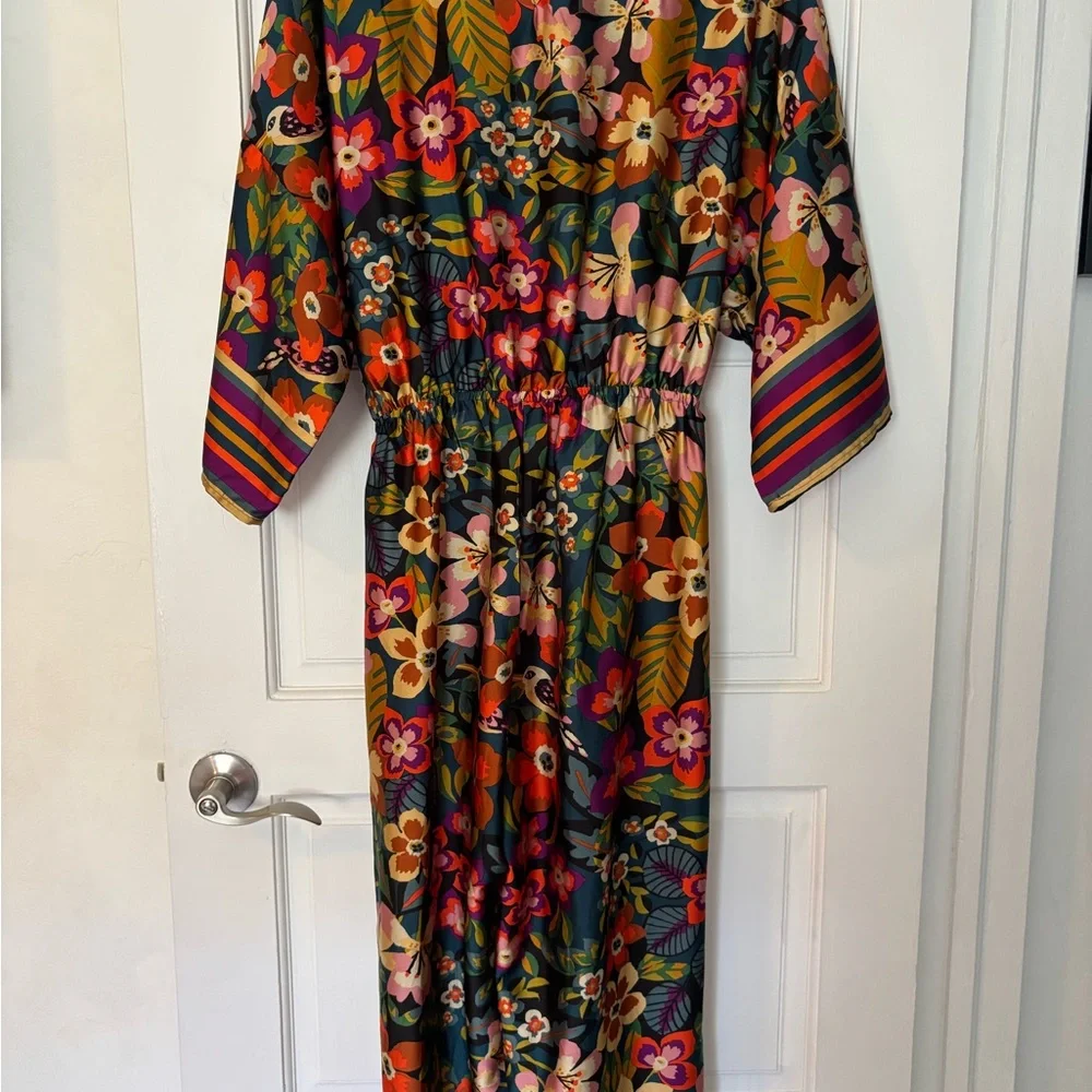 Vici Silky Elegant Multicolor Floral Print Pantsuit chic - Picture 1 of 14